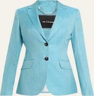 Kiton Single-Breasted Herringbone Jacket