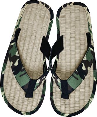 Generic Mens Summer Mat Bottom Slippers Wooden Floor Breathable Camouflage Canvas Slippers Indoor Sandals Slippers House Shoes Men Size 13 Wide (Green, 7.5)