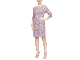 Alex Evenings Short Soutache Sheath Dress Womens Dress Wisteria : 10, Nylon
