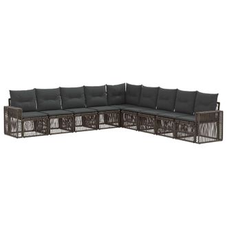 vidaXL Conjunto De Sof&aacute;s De Jard&iacute;n 9 Pcs Gris Y Gris Oscuro Vidaxl