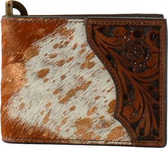 Nocona Belt Co. Mens Tooled Calf Hair Wallet In Brown Natural