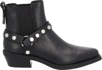 Ash Logan Studded Enkellaarsjes - Dames - Cowboylaarzen - Zwart - 40 EU - Leer - Schoenen