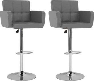 vidaXL Vidaxl - Taburetes De Cocina 2 Unidades Cuero Sint&eacute;tico Gris