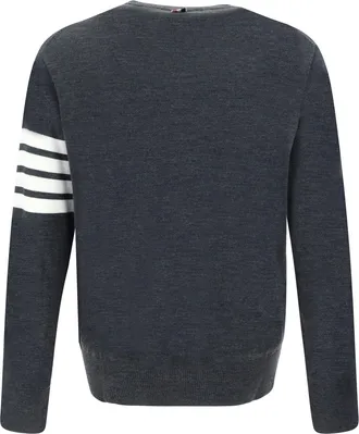 Thom Browne Mens Virgin Wool Sweater Dark Grey Fleece Ovis Aries