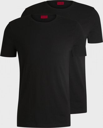 HUGO BOSS Hugo Round Mens Two-Pack of Slim-Fit T-Shirts in Stretch Cotton NOS - Black - Size X-Large