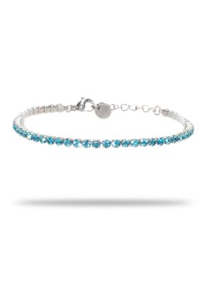 Freddy Bracciale Tennis in Acciaio Argento con Gemme Azzurre