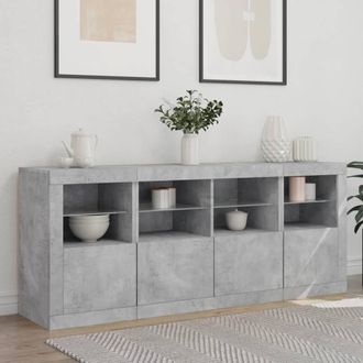Berkfield Home Sideboard with LED Lights Concrete Grey 163x37x67 cm | Size: 163 x 37 x 67 cm