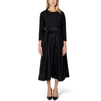 Sandro Ferrone Womens Midi Dress Pleated Skirt Selftie Belt - Black - Size EU 36 (Womens)