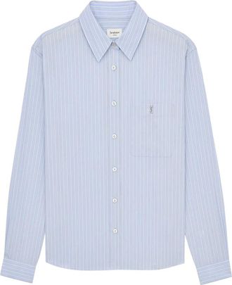 Saint Laurent Shirts, female, Blue, Size: M Cassandre Shirt