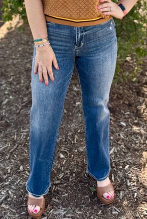 Judy Blue High Waist 90s Straight Leg Jeans In Medium Wash