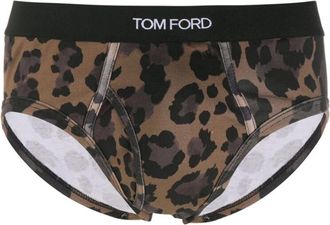Tom Ford Ondergoed met dierenprint en elastische tailleband - Heren - Onderbroek - Bruin - S - Katoen - Ondergoed