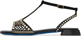 Loriblu Sandaal sieraad in nappaleer en zwart su&egrave;de - Dames - Sandalen - Veelkleurig - 37 EU - Leer - Schoenen