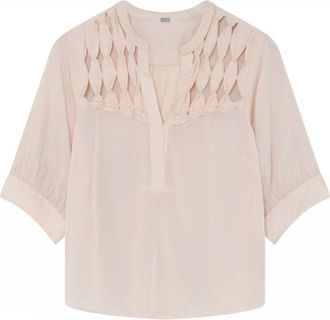 Gustav Elegante Blouse met V-Hals - Dames - Blouses - Beige - XS - Polyester - Overhemden