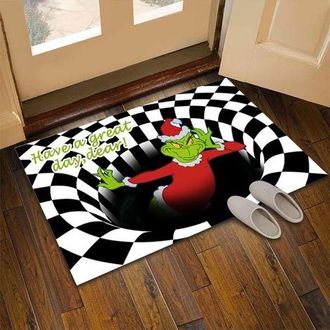 OEM Alfombra Navide&ntilde;a Con Efecto 3d, Antideslizante, Para Interiores Y Exteriores, Con Un Monstruo Verde En 3d. Alfombra De Terciopelo Con Efecto 3d, 50 X