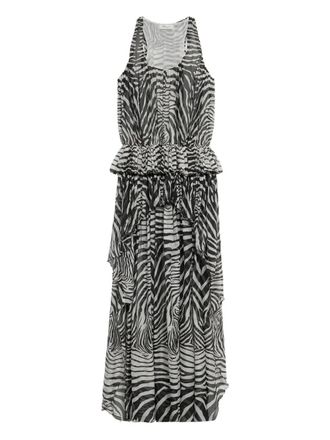 Blumarine zebra-print asymmetric dress - women - Viscose/Polyester - 40 - White