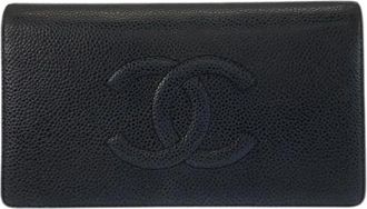 Chanel Pre-owned Coco Mark Lange Portemonnee - Dames - Vintage Accessoires - Zwart - ONE Size - Leer - Vintage