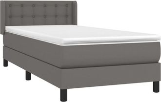 vidaXL Cama Box Spring Con Colch&oacute;n Cuero Sint&eacute;tico Gris 80x200 Cm Vidaxl
