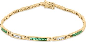 Bony Levy 18K Gold El Mar Gemstone and Natural Diamond Line Bracelet in 18K Gold/diamond/emerald at Nordstrom, Size 7