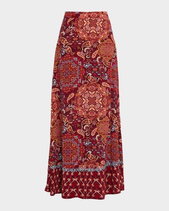 Figue Raelynn Medallion-Print Maxi Skirt