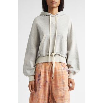 R13 Oversize Cinched Hem Hoodie in Heather Grey W/Oatmeal at Nordstrom, Size X-Large