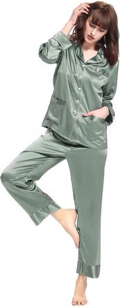 LilySilk Womens 22 Momme Chic Trimmed Silk Pajamas Set