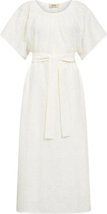 Mos Mosh Elegante Kant Jurk met Wijde Mouwen - Dames - Casual kleedjes - Beige - S - Katoen - Kleedjes