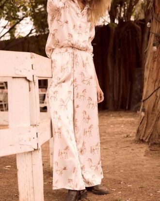 Skies Are Blue Clothing Horse Satin Pants In Ivory, Taupe