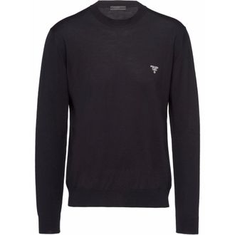 Prada Embroidered-logo Crew-neck Sweater
