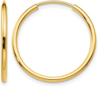 Diamond2Deal 10k Gold 1.5mm Round Endless Hoop Earrings