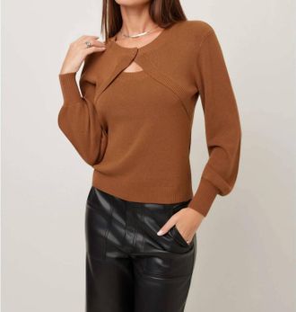 Fifteen Twenty Amelia Bolero Shrug Sweater In Camel