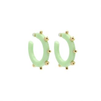 Smith & Co Womens Solid Jewel Hoop Earrings In Matcha