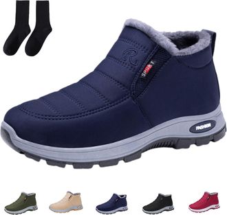 Generic Orthopedic Winter Boots for Women Men, Comfort Waterproof Warm Snow Boots with Fur Lining Slip-On Boots (Blau,10.5)