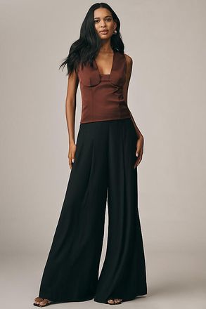 Paige Cecil Pleated High-Rise Wide-Leg Pants
