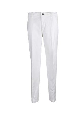 Eleventy White Stretch Cotton Slim-Fit Trousers