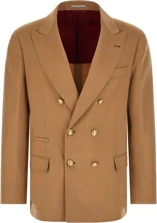Brunello Cucinelli Beige Camel Hair Mens Blazer
