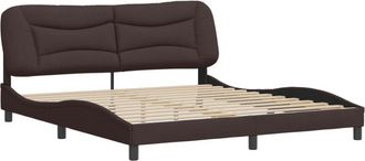 vidaXL Cama sin colchón de tela marrón oscuro 180x200 cm Vidaxl