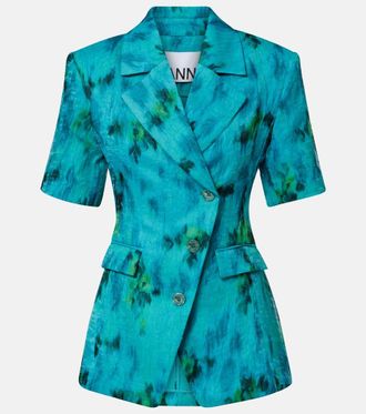 Ganni Printed organza blazer