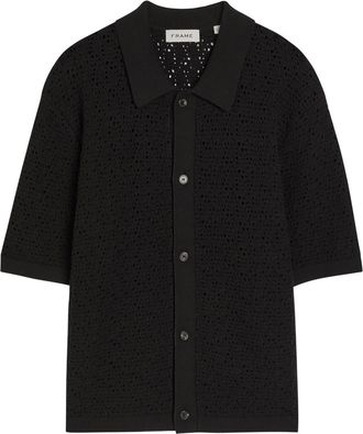 Frame Denim Open-knit Cotton-blend Shirt - Black - XL