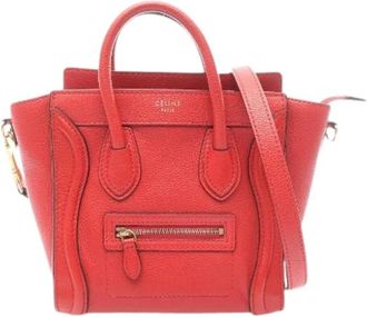 Celine Pre-owned Handbags, female, Red, Size: ONE SIZE Pre-owned Luggage Nano Shopper Leather 2way Handbag