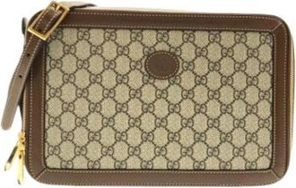 Gucci Pre-owned Clutches, female, Beige, Size: ONE SIZE Pre-owned Vintage GG Supreme Clutch
