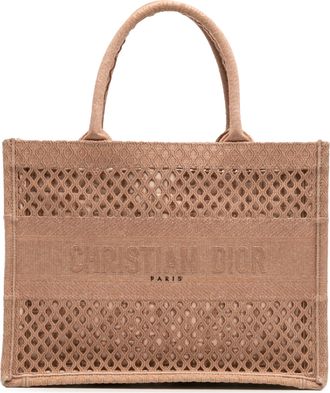 Dior Pre-owned Womens Book Tote Embroidered - Tan Cotton - One Size