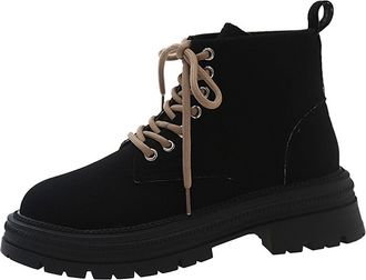Generic Womens Ankle Boots Winter Boots Ladies British Solid Color Leather Chain Side Zipper Thick Fashion Short Booties Winter Booties for Women Wide Width (