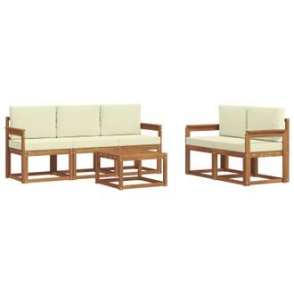 vidaXL Conjunto De Sof&aacute;s De Exterior Con Coj&iacute;n 6 Pcs Natural Y Crema Vidaxl