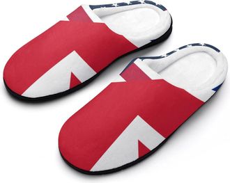 Generic U.S. And Birtish Flag Cotton Slipper for Women Indoor Outdoor House Shoes Anti-Skid Slippers with Rubber Sole