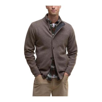 Barbour Cardigans, male, Brown, Size: XL Brown Wool Blazer with Turtleneck