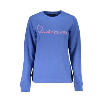Cavalli Geborduurde Sweater van Geborsteld Katoen - Dames - Sweatshirts - Blauw - XS - Katoen - Hoodies & sweatvesten