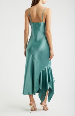 Emerald Sundae Sleeveless Satin Bias Slipdress in Sea Foam at Nordstrom, Size X-Small