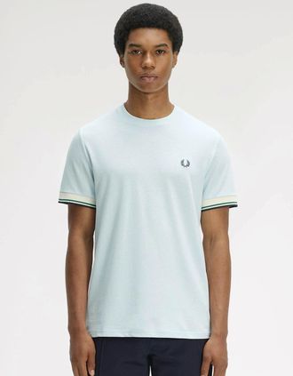 Fred Perry Mens Fred Perry Mens Twin Tipped Cuff T-Shirt - Light Ice R30 - White - Size: 40