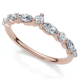 Pompeii3 90Ct Marquise Curved Diamond Wedding Ring 14k Gold or Platinum Lab Grown