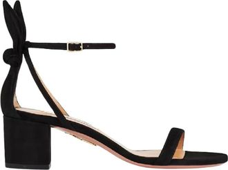 Aquazzura Bow Tie Sandal 50 - Dames - Sandalen met hakken - Zwart - 40 EU - Leer - Schoenen